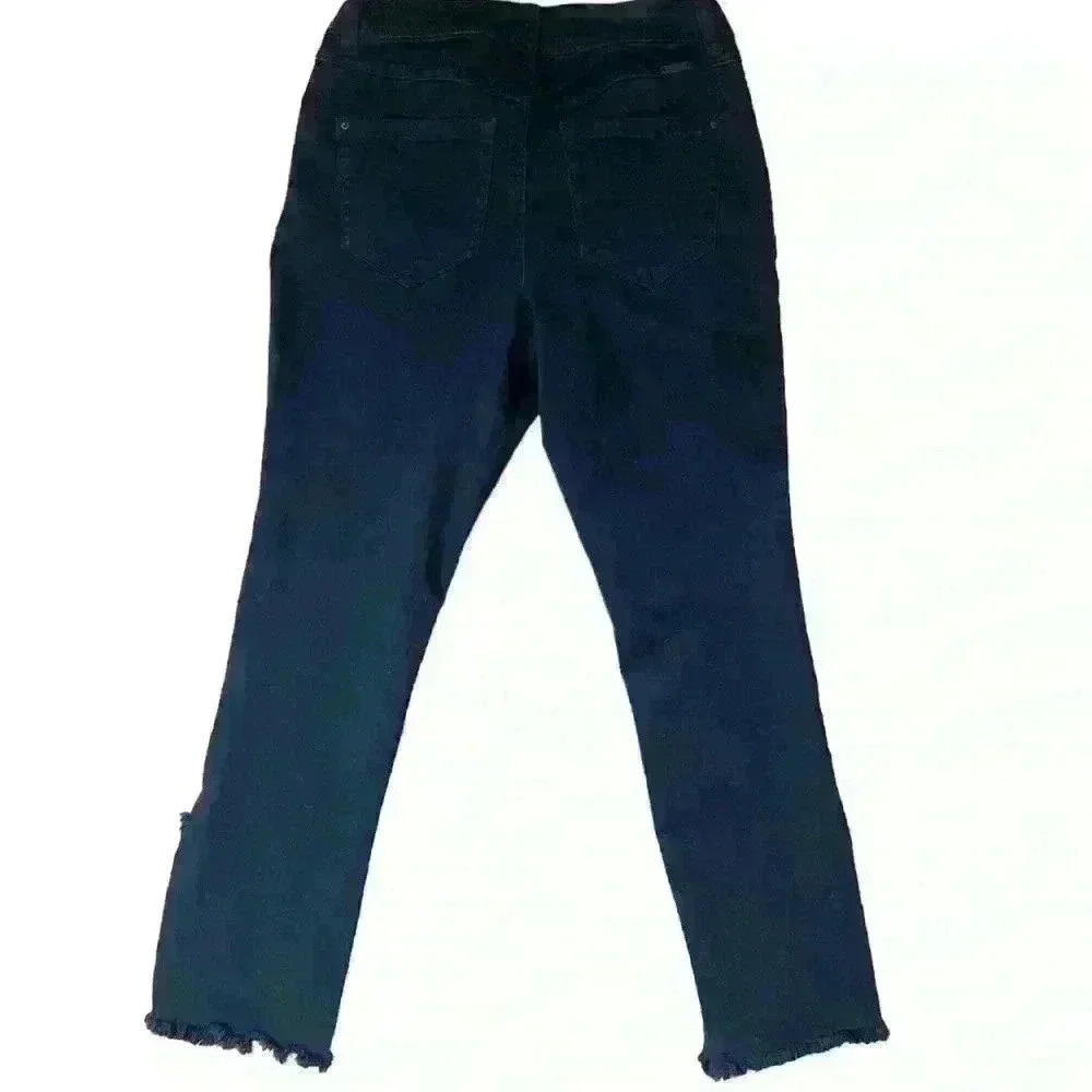 INC Skinny leg ankle black Jeans frayed leg sz 4 - Picture 4 of 5